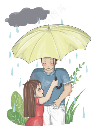 父亲节父女父爱手绘清新手绘