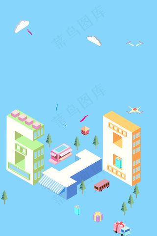 蓝天白云城市建筑