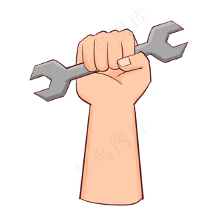 卡通手拿劳动工具免扣图,免抠元素