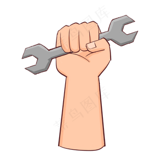 卡通手拿劳动工具免扣图,免抠元素