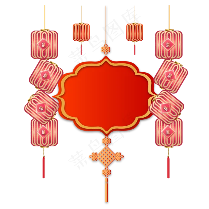 新年红色横幅装饰,免抠元素(2000*2000px 300 dpi )ai矢量模版下载