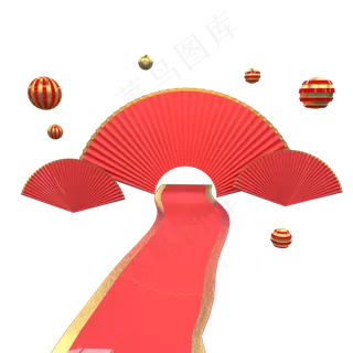 红色金色电商舞台,免抠元素