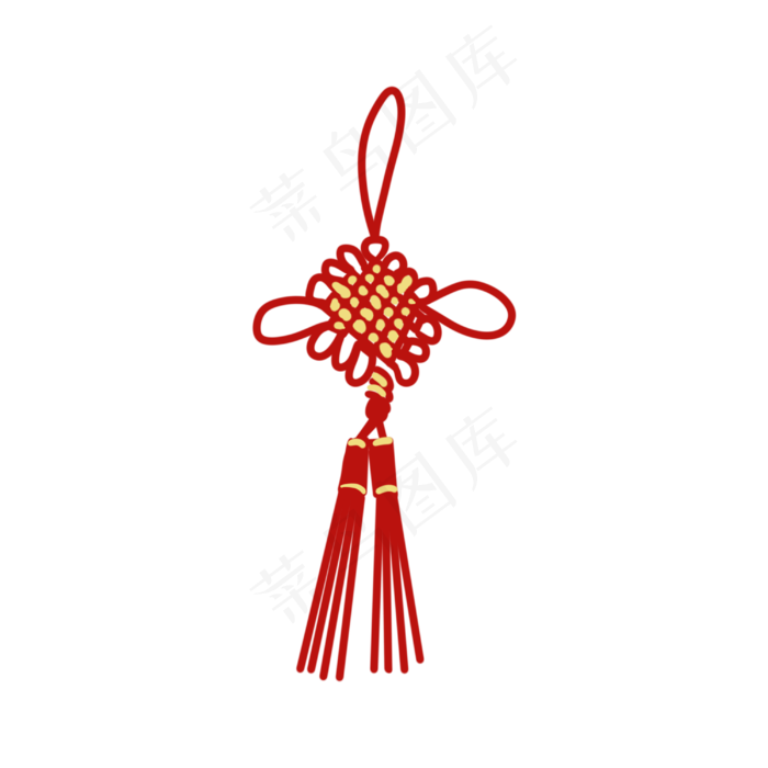 红色扁平化中国结,免抠元素(3000X3000(DPI:300))psd模版下载