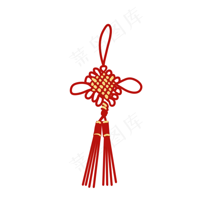 红色扁平化中国结,免抠元素(3000X3000(DPI:300))psd模版下载