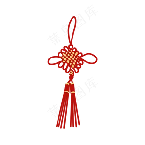 红色扁平化中国结,免抠元素