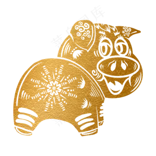 2019新年手绘卡通剪纸猪,免抠元素