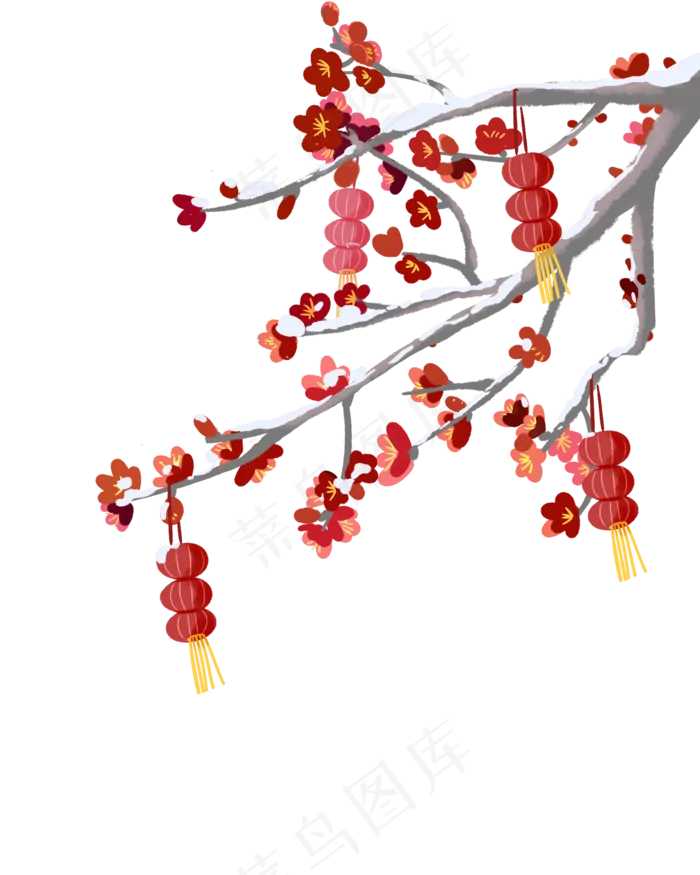 新年红梅灯笼素材,免抠元素(2000X2500(DPI:300))psd模版下载