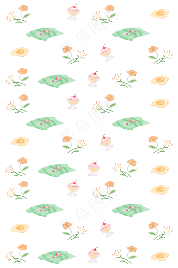花草甜品野餐印花壁纸