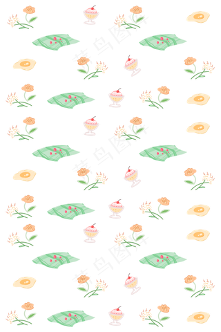花草甜品野餐印花壁纸