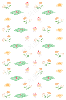 花草甜品野餐印花壁纸 花草甜品野餐印花壁纸