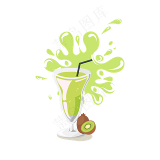 矢量手绘水果果汁