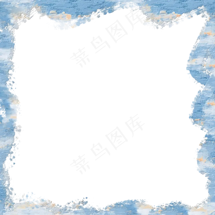 蓝白色水彩水墨风边框(2000X2000(DPI:150))psd模版下载