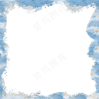 蓝白色水彩水墨风边框