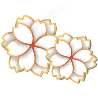 白色立体金边花朵装饰