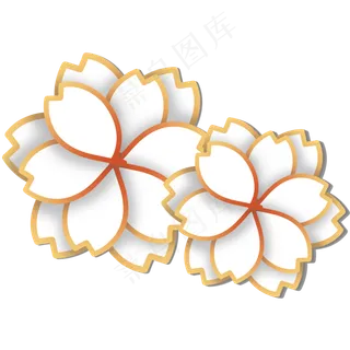 白色立体金边花朵装饰