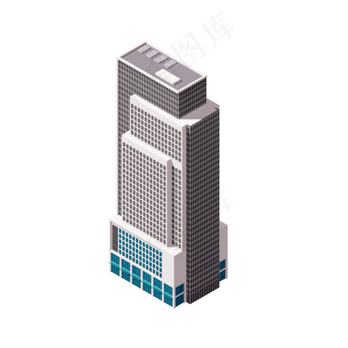 立体2.5D建筑大楼,免抠元素