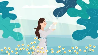 九月你好白露露水女孩