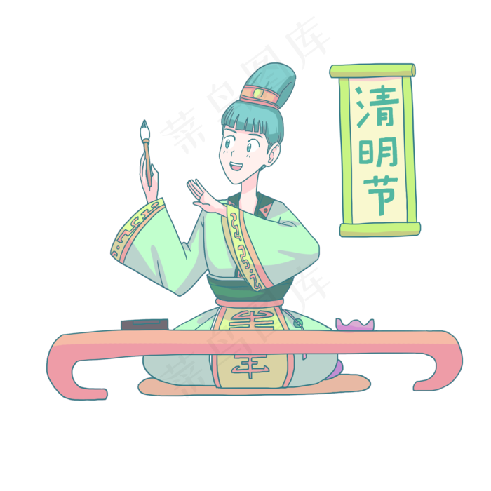 清明节喝茶的女孩(2000X2000(DPI:300))psd模版下载