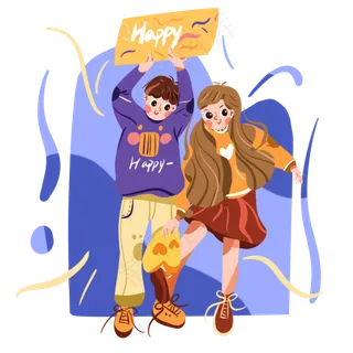 儿童节举着牌子的两个小朋友