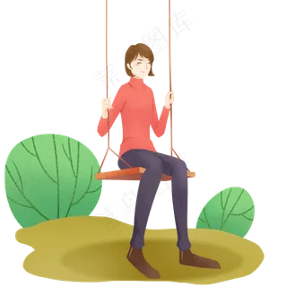 春分荡秋千的小女孩,免抠元素