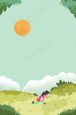 春天踏青的小男孩