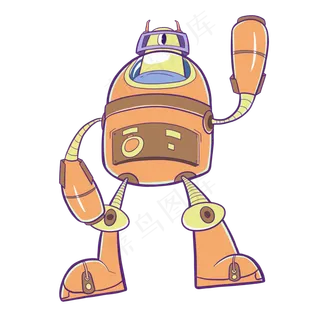 手绘简约机器人元素,免抠元素