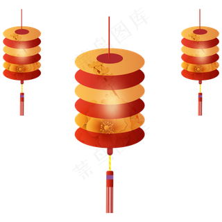 新年红金色灯笼,免抠元素