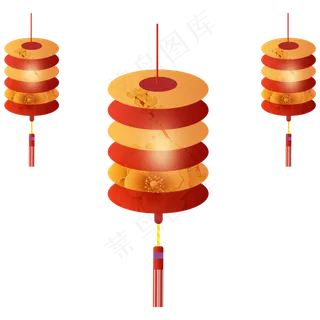 新年红金色灯笼,免抠元素