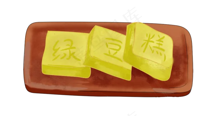 手绘端午节绿豆糕素材(3508X1940(DPI:300))psd模版下载