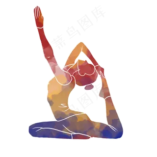 水彩运动瑜伽渐变素材