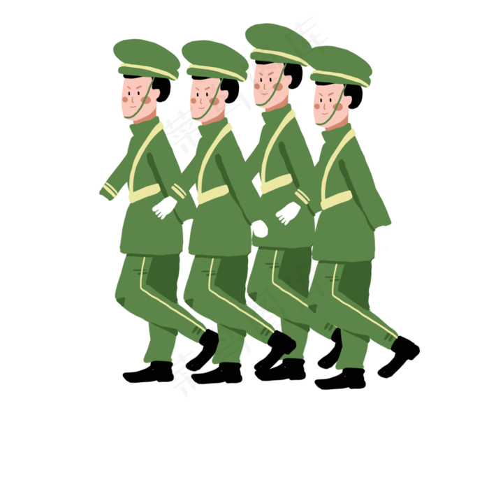 八一建军节手绘风军人前行(2000X2000(DPI:350))psd模版下载