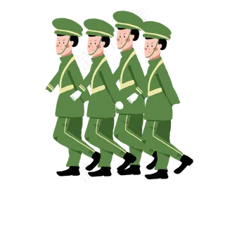 八一建军节手绘风军人前行