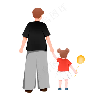 父亲节牵着女儿的爸爸