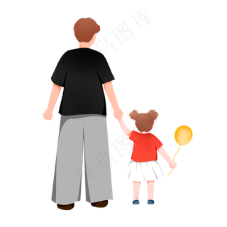 父亲节牵着女儿的爸爸