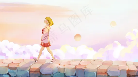 女孩一个人回家治愈画面