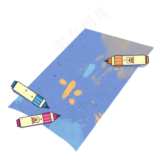 卡通六一儿童节水彩笔字迹