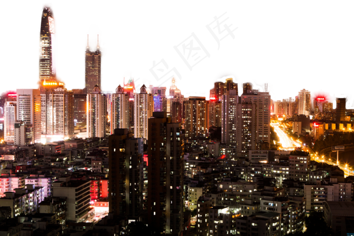 灯火通明城市夜景,免抠元素(2000*1333px 300 dpi )psd模版下载