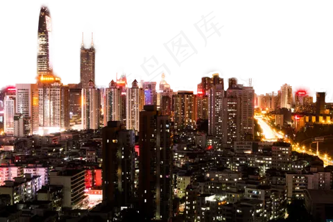 灯火通明城市夜景,免抠元素