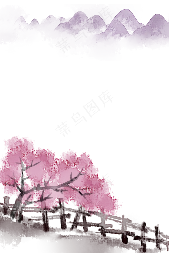 花山时节水墨山水风景(2000X3000(DPI:300))psd模版下载