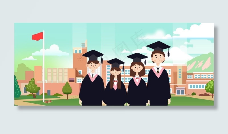 毕业季青春教育蓝色背景