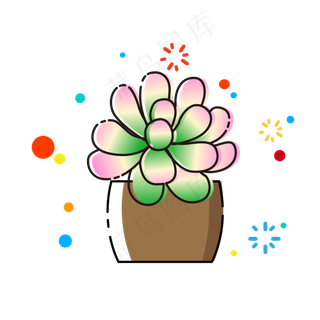 MBE多肉卡通手绘花卉植物花朵,免抠元素