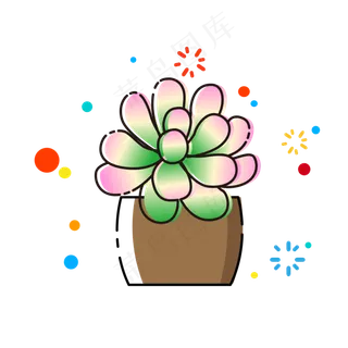 MBE多肉卡通手绘花卉植物花朵,免抠元素