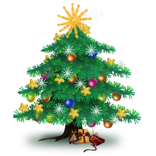 绿色圣诞树和礼物盒,免抠元素