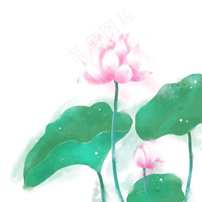 水墨水彩小清新荷花(2000X2000(DPI:300))psd模版下载