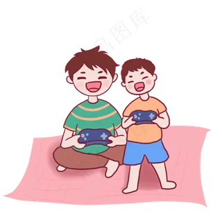 父亲节父子玩游戏机