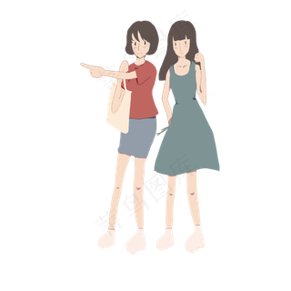 清明节女生踏青出游装饰素材