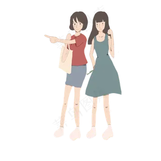 清明节女生踏青出游装饰素材