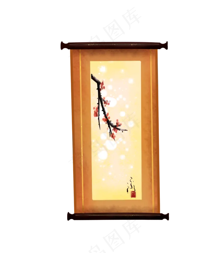 古风花枝画卷(2500X3000(DPI:300))psd模版下载