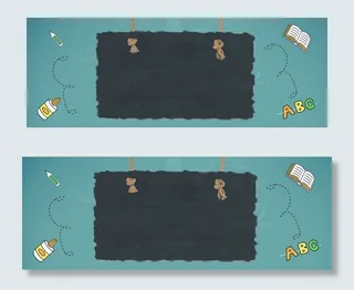 蓝色板报学习用品banner