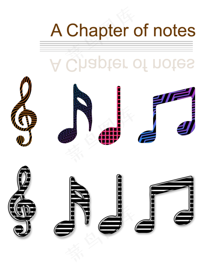 多彩线条纹理双风格音符集合,免抠元素(1024*1369px 72 dpi )ai矢量模版下载